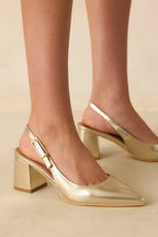 Women's Cloud Nine Nights Gold Patent Slingback Block Heels | Heel measures 2.75" 0