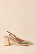 Women's Cloud Nine Nights Gold Patent Slingback Block Heels | Heel measures 2.75" 2