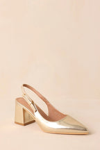 Women's Cloud Nine Nights Gold Patent Slingback Block Heels | Heel measures 2.75" 3