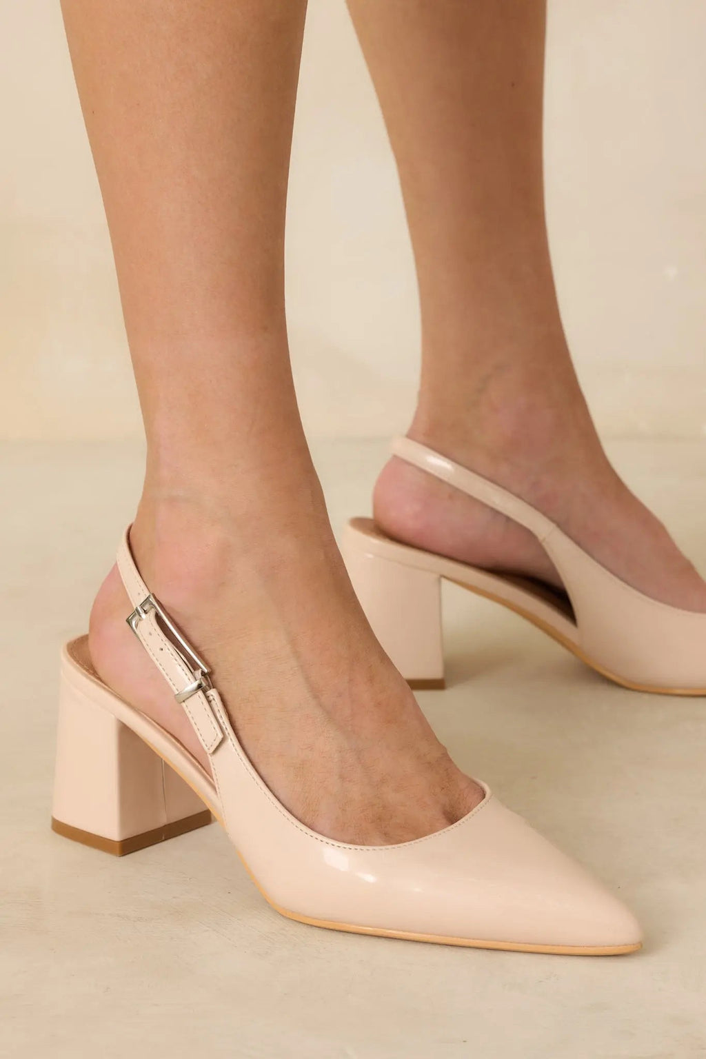 Women's Cloud Nine Nights Ivory Patent Slingback Block Heels | Heel measures 2.75" 0