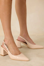 Women's Cloud Nine Nights Ivory Patent Slingback Block Heels | Heel measures 2.75" 1