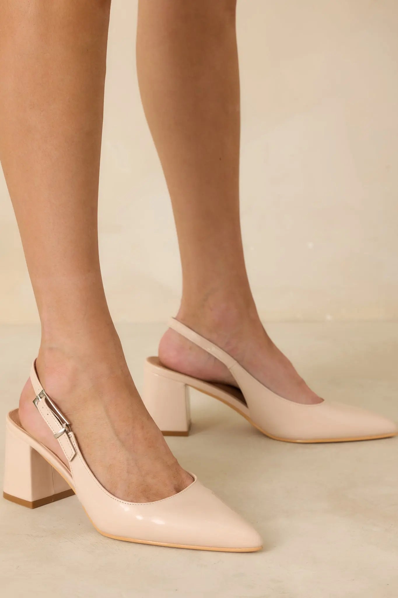 Women's Cloud Nine Nights Ivory Patent Slingback Block Heels | Heel measures 2.75" 1