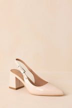 Women's Cloud Nine Nights Ivory Patent Slingback Block Heels | Heel measures 2.75" 3