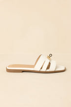 Women's Coastline Classic White Faux Leather Slide Sandals | All Man Made Materials 2