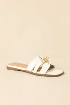 Women's Coastline Classic White Faux Leather Slide Sandals | All Man Made Materials 3