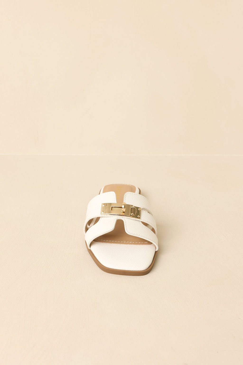 Women's Coastline Classic White Faux Leather Slide Sandals | All Man Made Materials 4