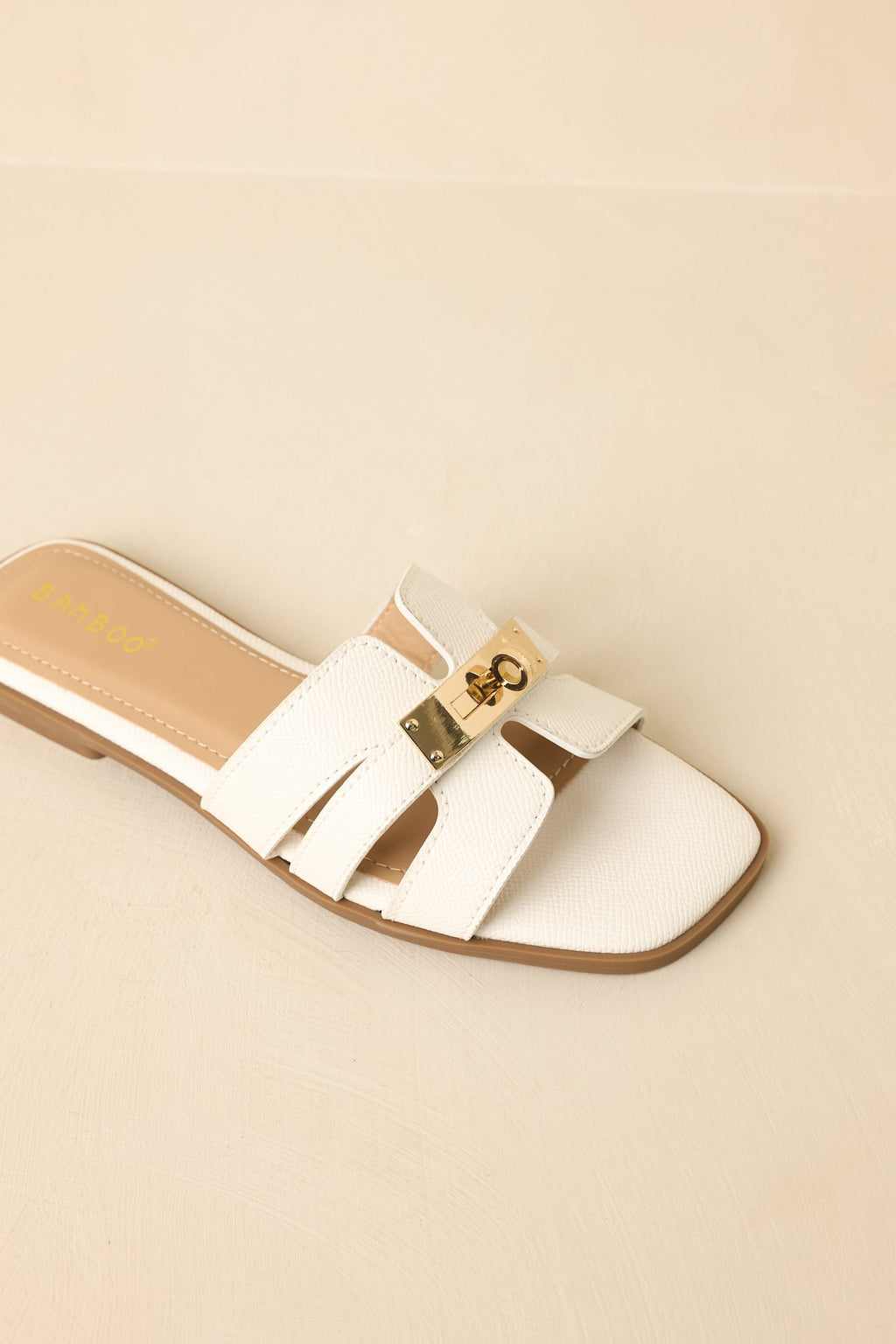Women's Coastline Classic White Faux Leather Slide Sandals | All Man Made Materials 6