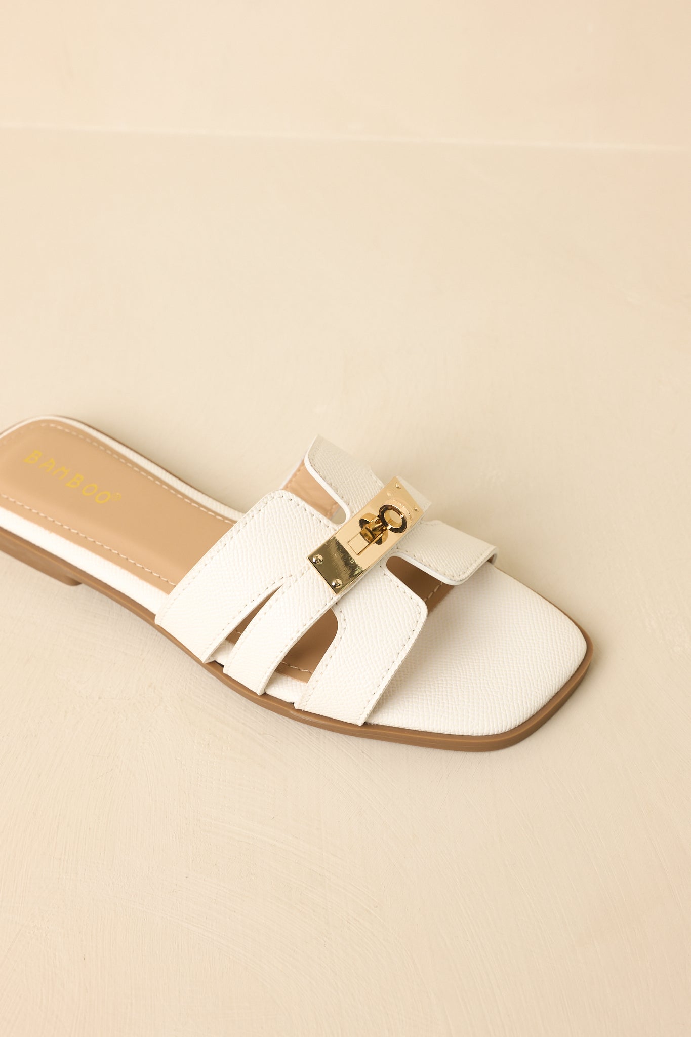 Women's Coastline Classic White Faux Leather Slide Sandals | All Man Made Materials 6