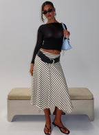Women's Cobee Asymmetrical Midi Skirt Multi Stripe | Midi skirt in stripe print with asymmetrical desig 1