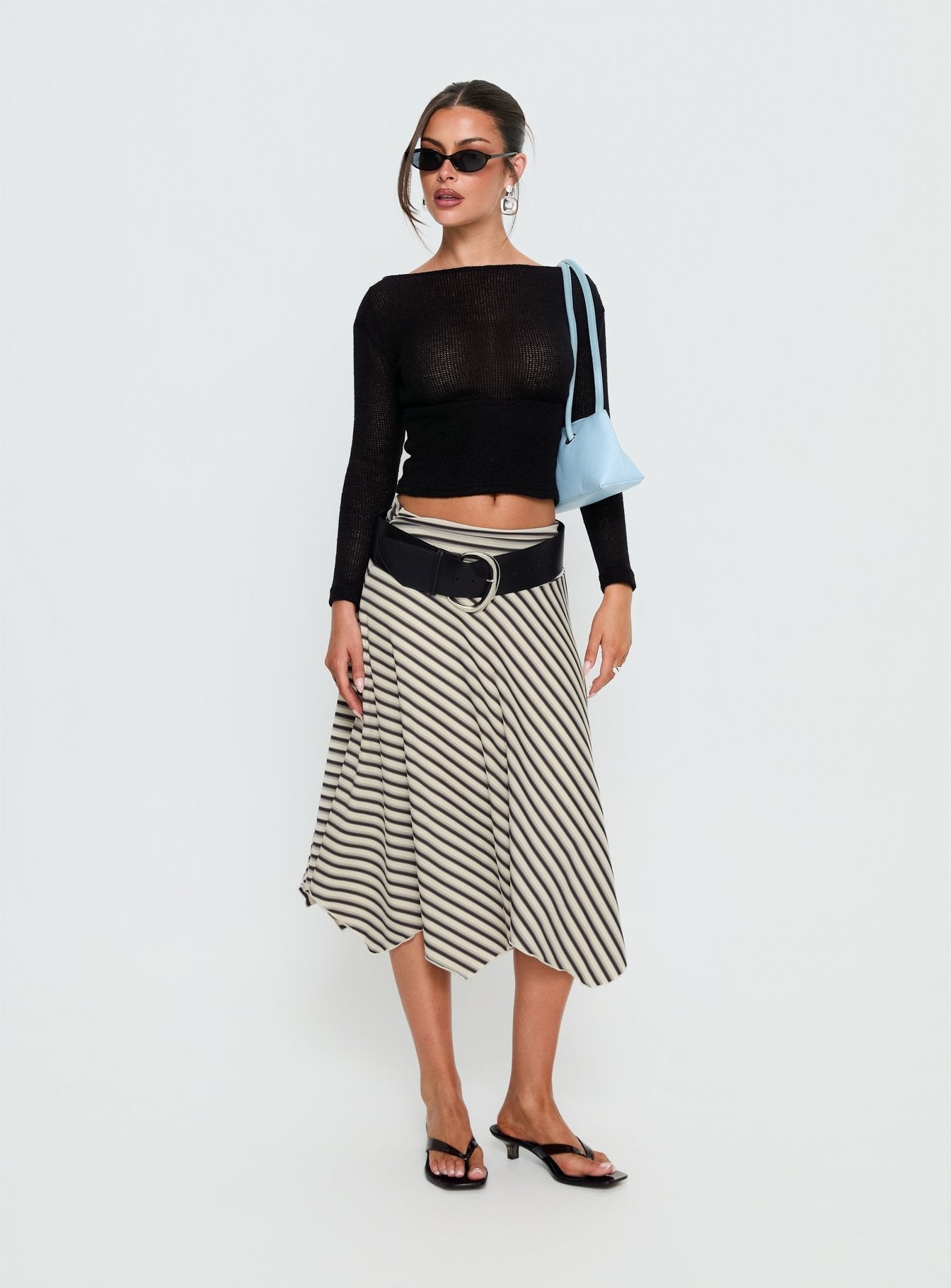 Women's Cobee Asymmetrical Midi Skirt Multi Stripe | Midi skirt in stripe print with asymmetrical desig 2