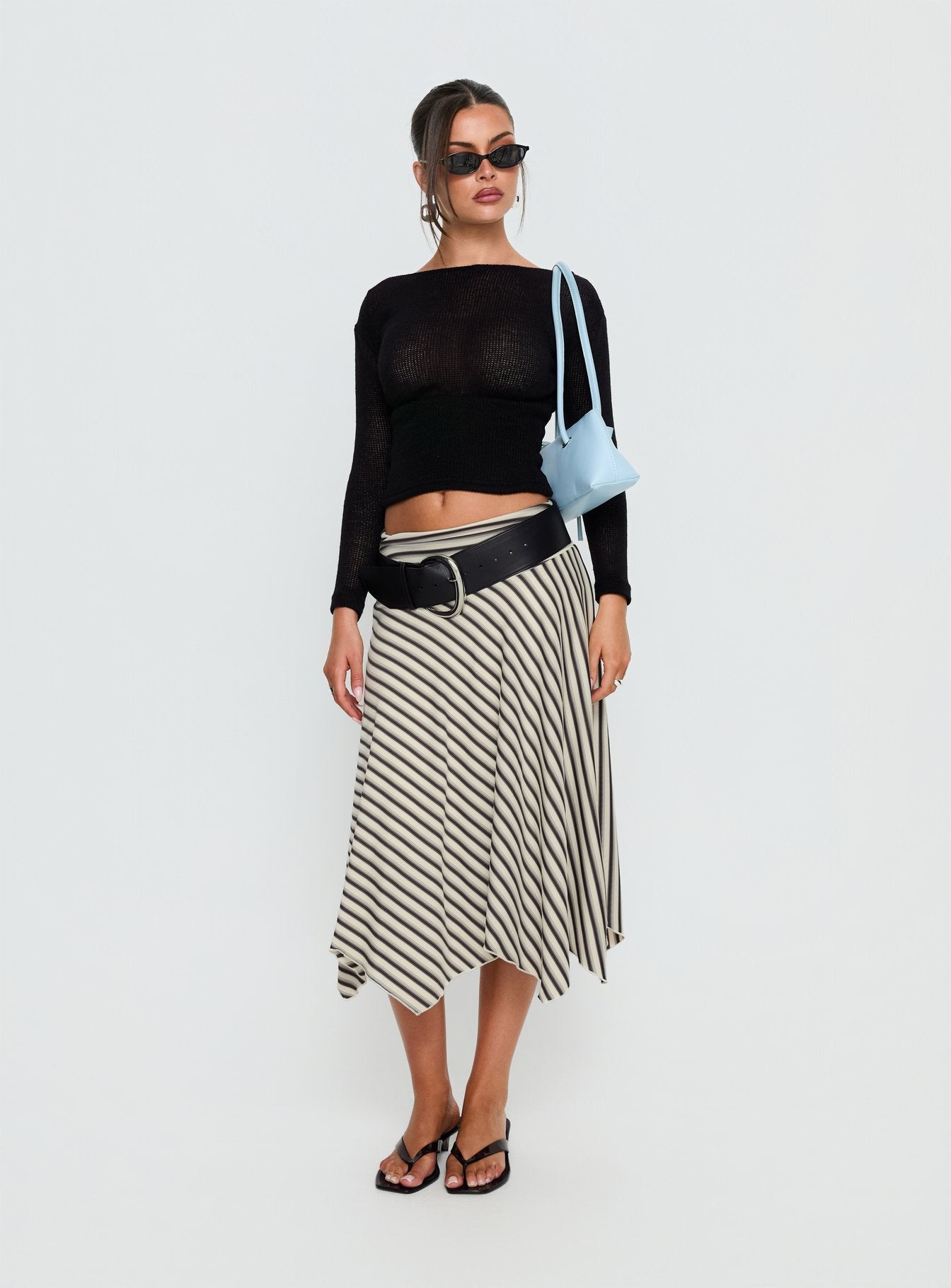Women's Cobee Asymmetrical Midi Skirt Multi Stripe | Midi skirt in stripe print with asymmetrical desig 3