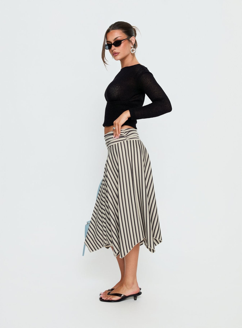 Women's Cobee Asymmetrical Midi Skirt Multi Stripe | Midi skirt in stripe print with asymmetrical desig 4