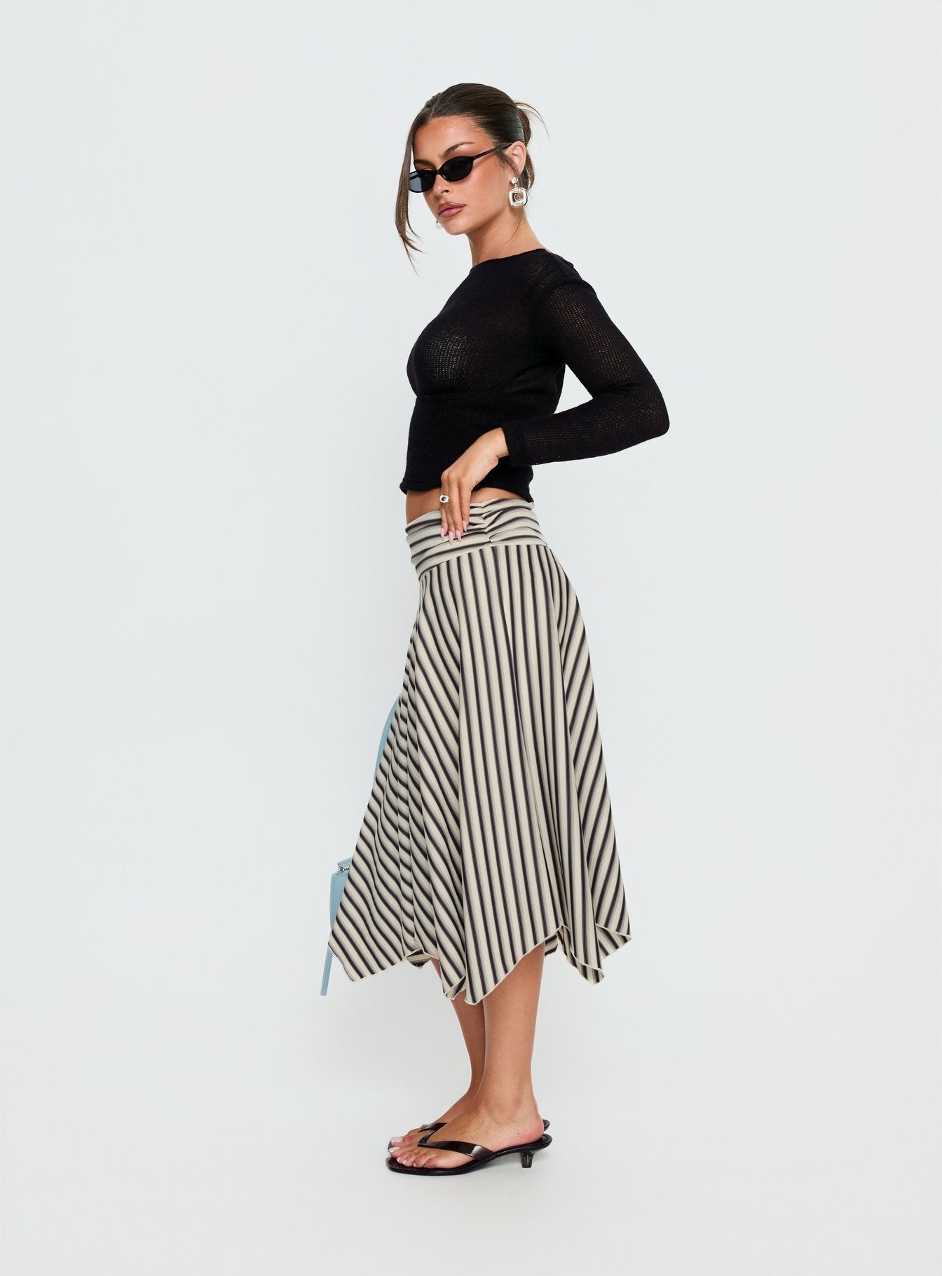 Women's Cobee Asymmetrical Midi Skirt Multi Stripe | Midi skirt in stripe print with asymmetrical desig 4