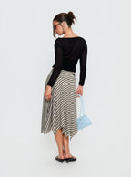 Women's Cobee Asymmetrical Midi Skirt Multi Stripe | Midi skirt in stripe print with asymmetrical desig 5