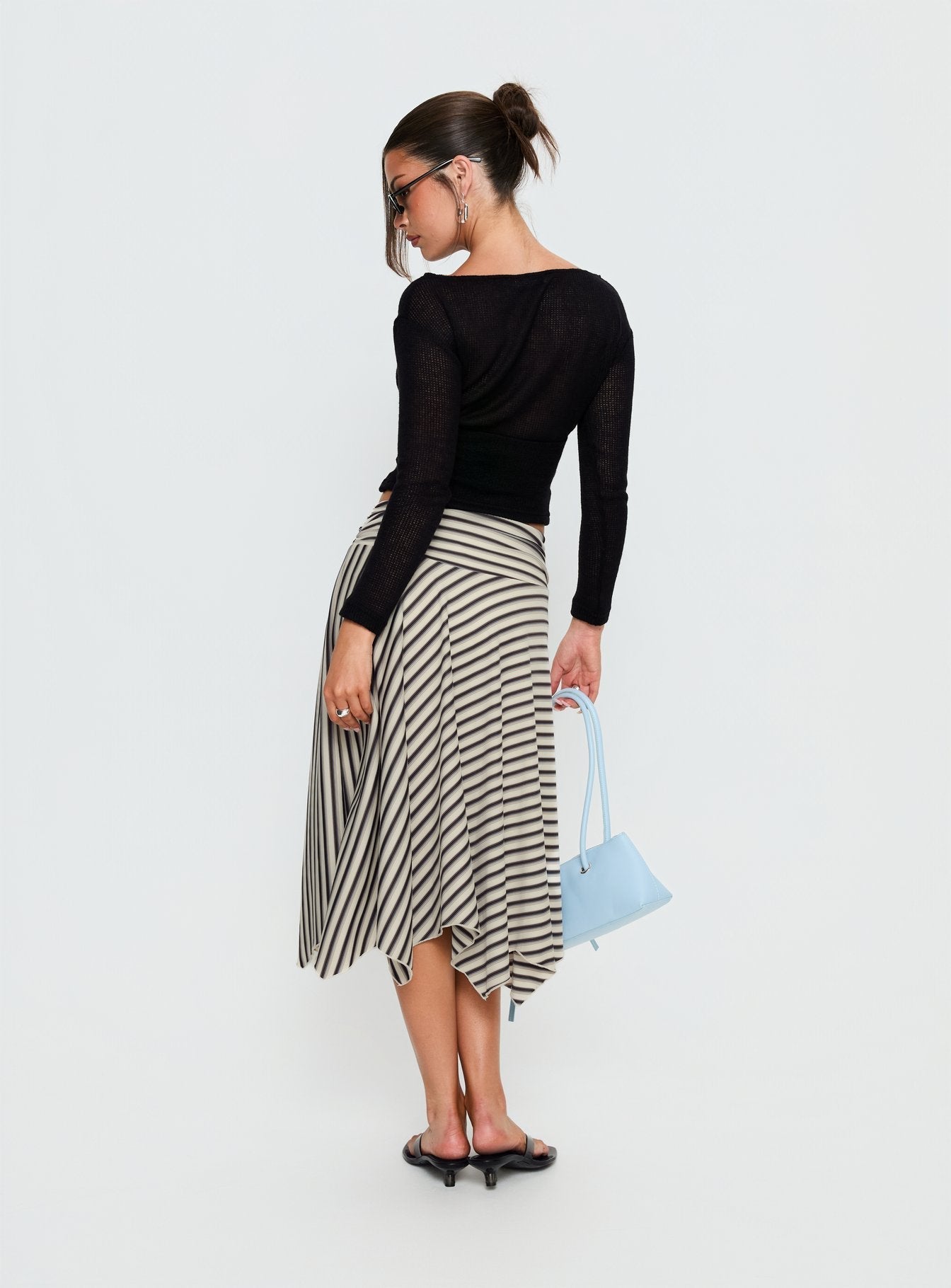 Women's Cobee Asymmetrical Midi Skirt Multi Stripe | Midi skirt in stripe print with asymmetrical desig 5