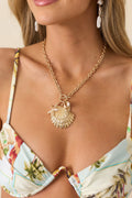 Women's Collected by the Coast Gold Ocean Charm Necklace | This Necklace Measures 19.5" Unclasped 0