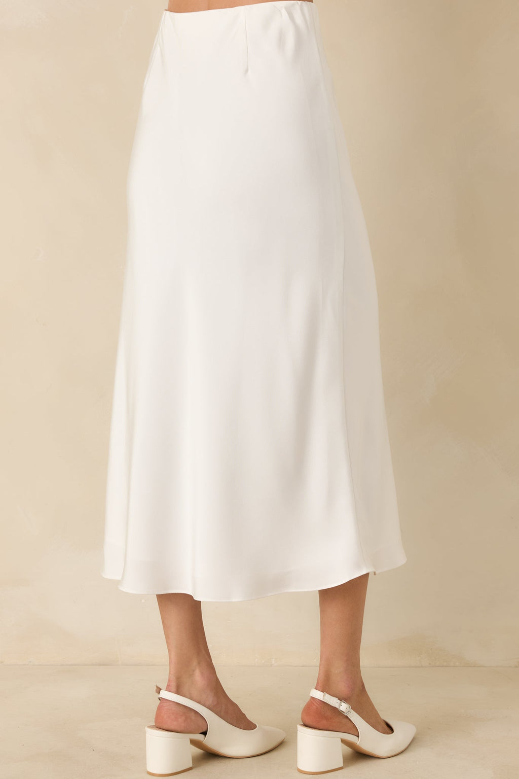 Women's Come Closer White Satin-Finish Midi Skirt | 100% Polyester 4