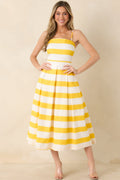 Women's Couldn't Be Happier Yellow Stripe Cotton Sleeveless Midi Dress | 100% Cotton 0