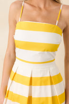 Women's Couldn't Be Happier Yellow Stripe Cotton Sleeveless Midi Dress | 100% Cotton 1