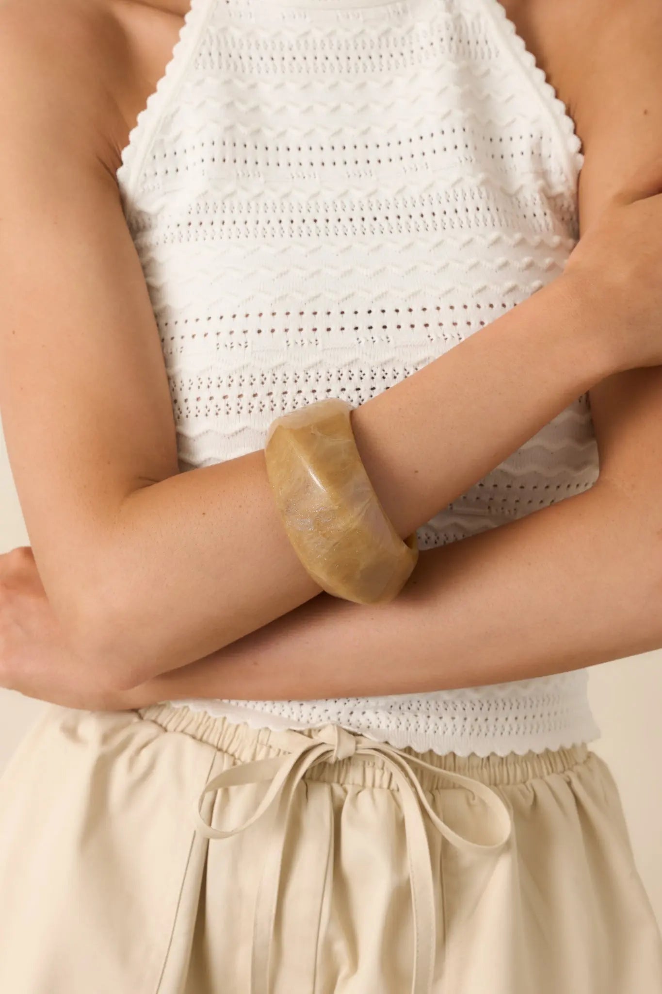 Women's Couldn’t Miss It Tan Marble Twisted Bangle Bracelet | This Bracelet Measures 2.75" in Diameter 0