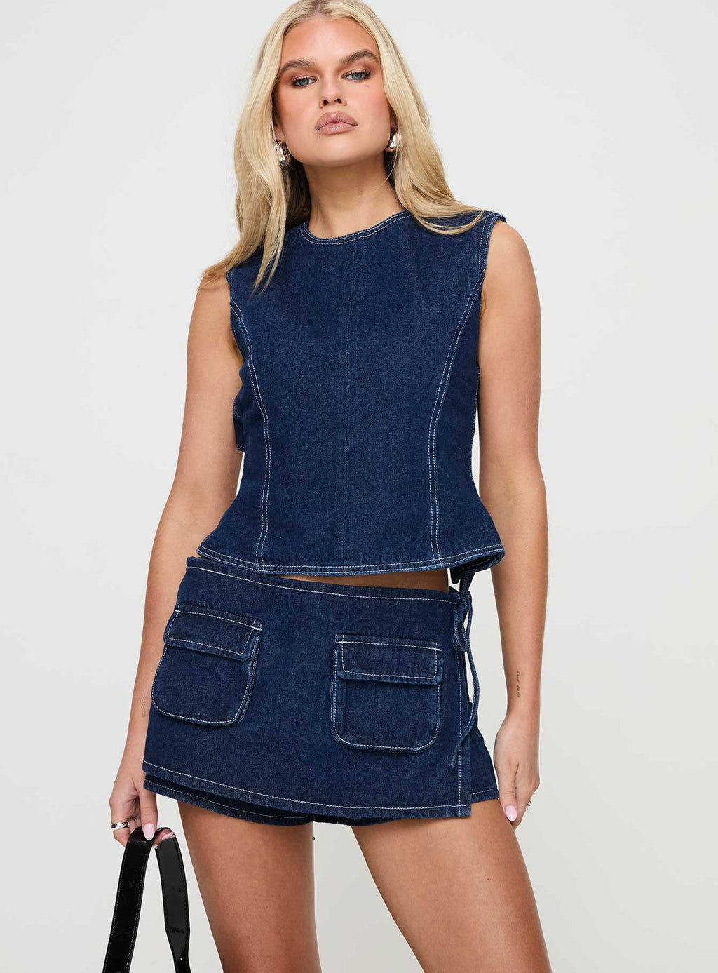 Women's Countryside Skort Blue Denim | Low-rise denim Skort 1