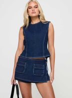 Women's Countryside Skort Blue Denim | Low-rise denim Skort 1