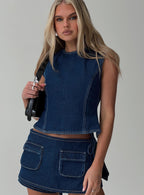 Women's Countryside Skort Blue Denim | Low-rise denim Skort 7