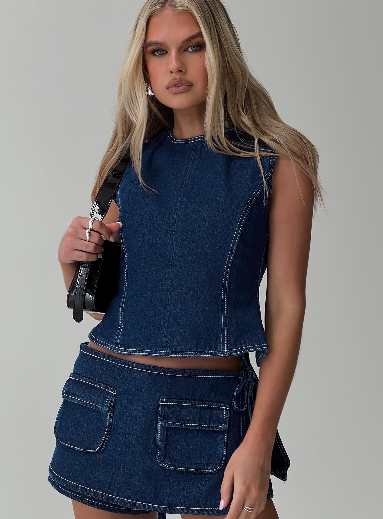 Women's Countryside Skort Blue Denim | Low-rise denim Skort 7