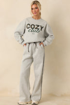 Women's Cozy Club Heather Grey Plaid Stripe Sweatpants | 50% Polyester & 50% Cotton Contrast: 98% Polyester 5