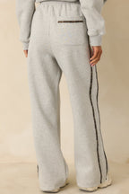 Women's Cozy Club Heather Grey Plaid Stripe Sweatpants | 50% Polyester & 50% Cotton Contrast: 98% Polyester 6