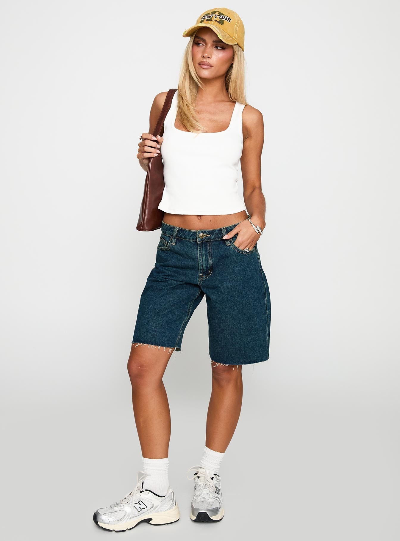 Women's Cult Classic Longline Denim Shorts Vintage Wash 2