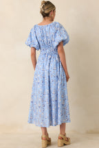 Women's Curated Charm Blue Toile Print Cotton Midi Dress | 100% Cotton 6
