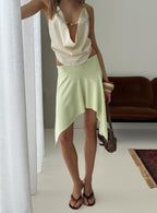 Women's Daelen Waterfall Midi Skirt Mint | Midi skirt with asymmetrical hem 0