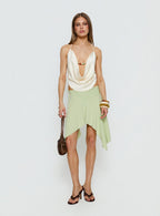 Women's Daelen Waterfall Midi Skirt Mint | Midi skirt with asymmetrical hem 1
