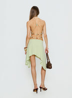 Women's Daelen Waterfall Midi Skirt Mint | Midi skirt with asymmetrical hem 4