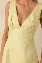 Women's Daily Delight Yellow Floral Jacquard Mini Dress | 100% Polyester 1