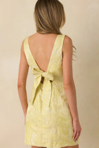 Women's Daily Delight Yellow Floral Jacquard Mini Dress | 100% Polyester 7