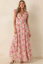 Women's Dancing In The Sun Pink Floral Sleeveless Maxi Dress | 100% Polyester 4