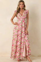 Women's Dancing In The Sun Pink Floral Sleeveless Maxi Dress | 100% Polyester 6