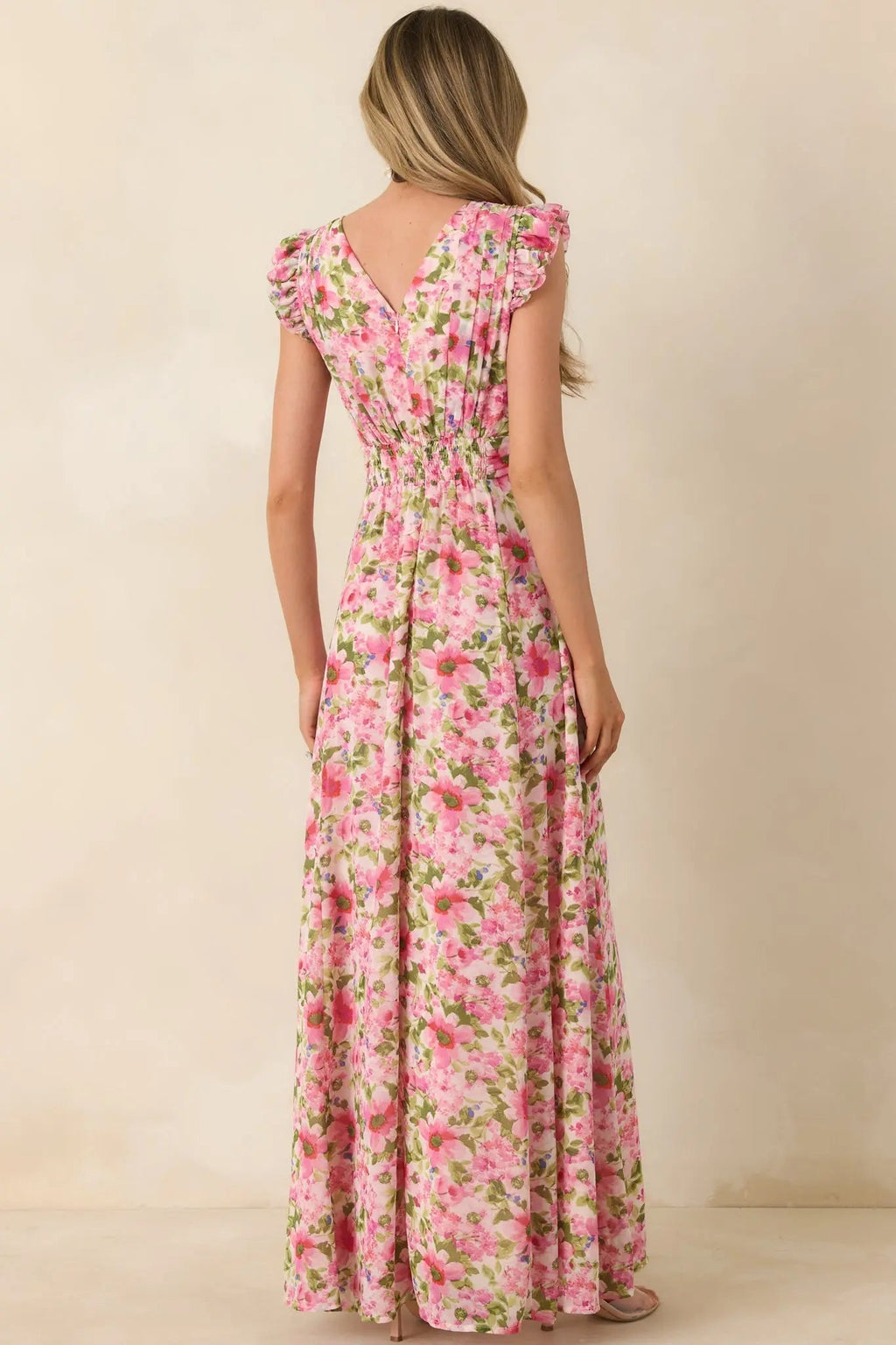 Women's Dancing In The Sun Pink Floral Sleeveless Maxi Dress | 100% Polyester 7