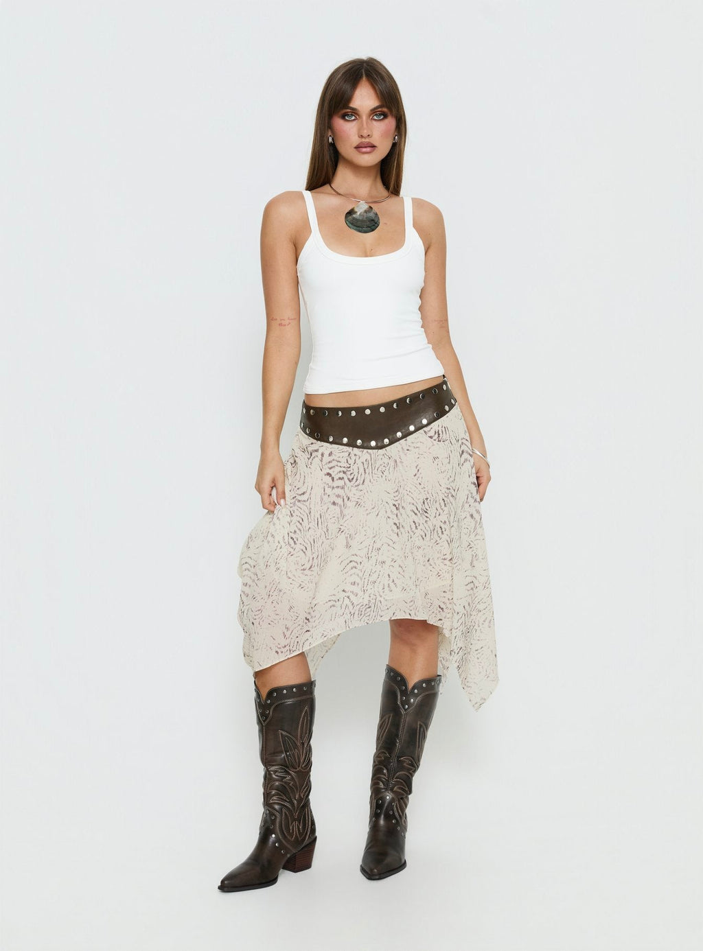 Women's Dark Mirage Asymmetrical Midi Skirt Multi | Asymmetrical midi skirt with studded detail 2