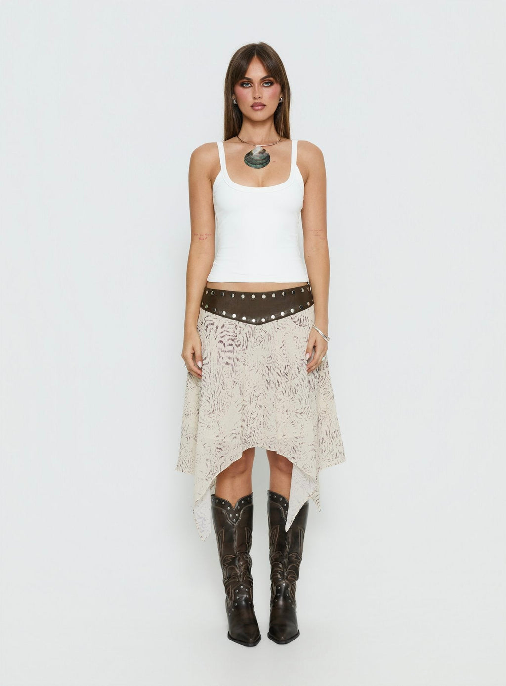 Women's Dark Mirage Asymmetrical Midi Skirt Multi | Asymmetrical midi skirt with studded detail 6