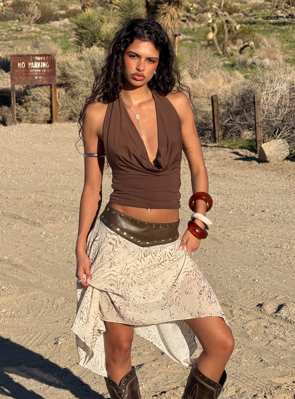 Women's Dark Mirage Asymmetrical Midi Skirt Multi | Asymmetrical midi skirt with studded detail 7