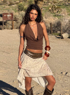 Women's Dark Mirage Asymmetrical Midi Skirt Multi | Asymmetrical midi skirt with studded detail 7
