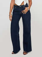 Women's Darla Low Rise Straight Leg Jean Dark Blue Wash Petite | Princess Polly Petite 1
