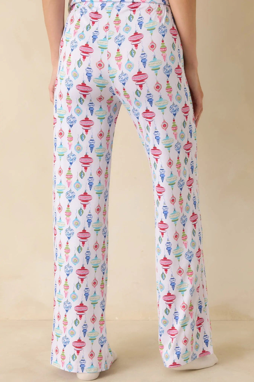 Women's Decked In Delight White Multi Ornament Pajama Pants | 95% Polyester & 5% Spandex 4