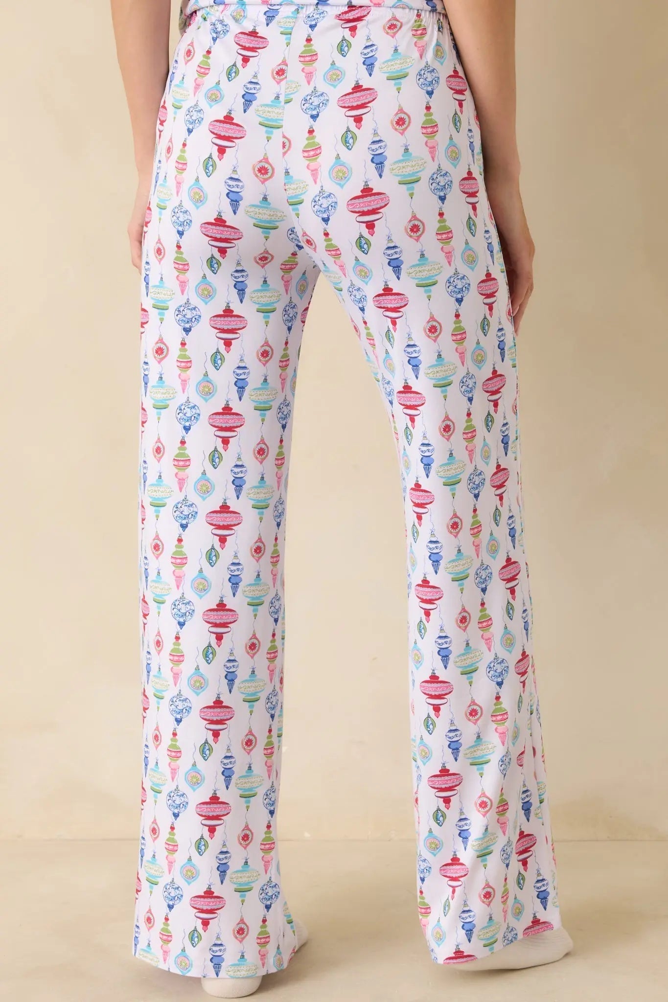 Women's Decked In Delight White Multi Ornament Pajama Pants | 95% Polyester & 5% Spandex 4