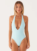 Women's Delia Collection | One Piece Swimsuit with Low V-Neckline | Backless Design for Flattering Curves | Low V-neckli 0