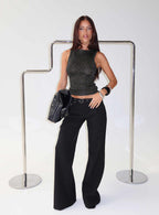 Women's Deonne Straight Leg Buckle Pants Black | Tailored pants with buckle detail & a straight let 0