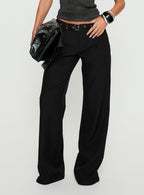 Women's Deonne Straight Leg Buckle Pants Black | Tailored pants with buckle detail & a straight let 1